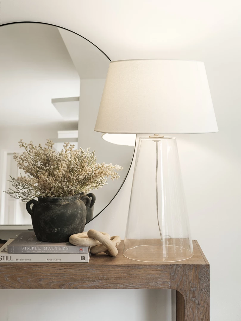 Bundle Connie Glass Lamp White Taper Shade