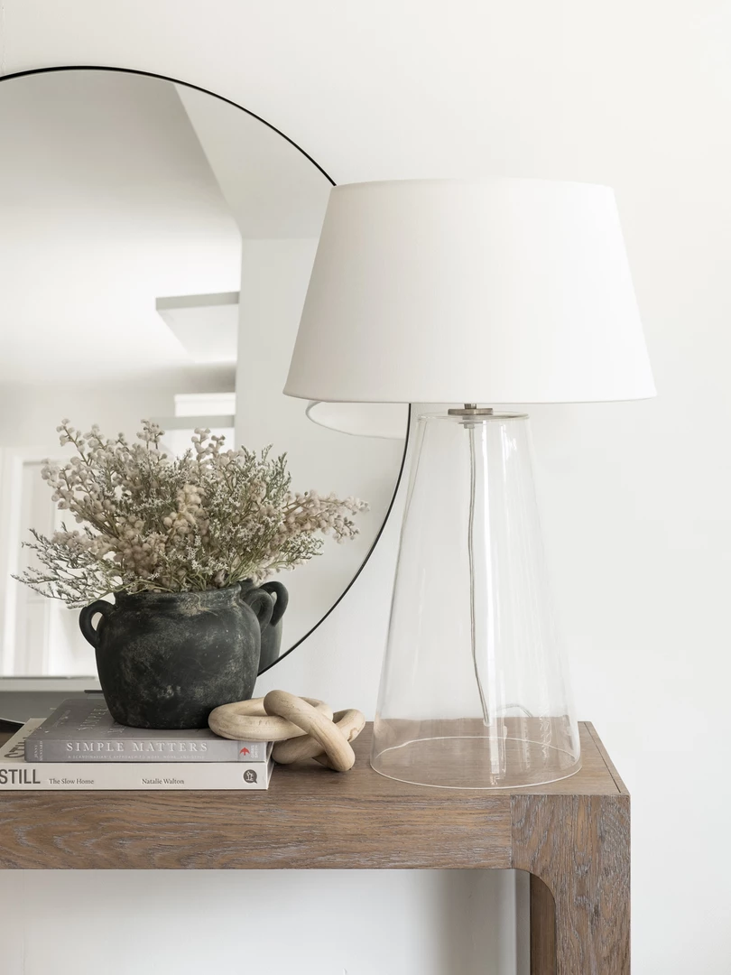 Bundle Connie Glass Lamp White Taper Shade