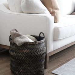 Coach House Black Wash Bamboo Basket