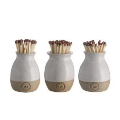 Hudson Home Stoneware Match Holder Candles & Holders