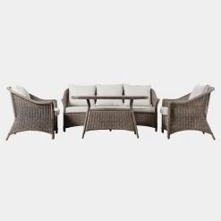 Gallery Direct Drop Ship Garden Seating Amira Garden Lounge Dining Set - Natural