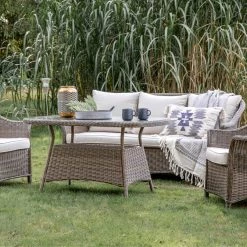 Gallery Direct Drop Ship Garden Seating Amira Garden Lounge Dining Set - Natural