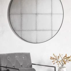 Gallery Direct Drop Ship Antiqued Grid Round Mirror Mirrors