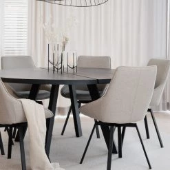 Rowico Drop Ship Bern Round Dining Table – Dark | Smoke Finish New