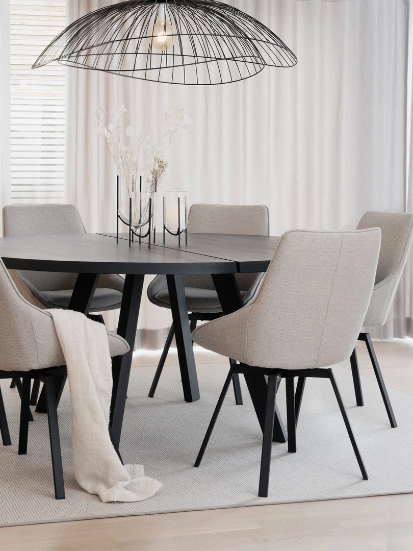 Rowico Drop Ship Bern Round Dining Table – Dark | Smoke Finish New