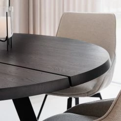 Rowico Drop Ship Bern Round Dining Table – Dark | Smoke Finish New