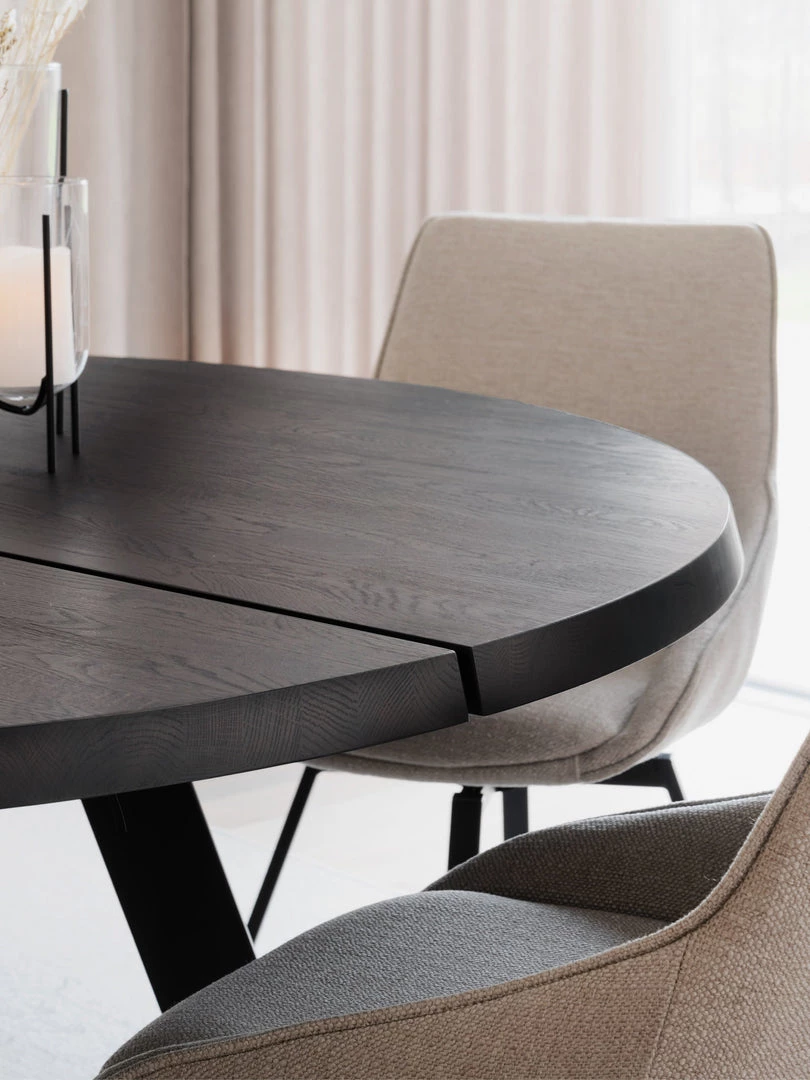 Rowico Drop Ship Bern Round Dining Table – Dark | Smoke Finish New