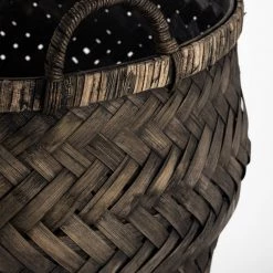 Coach House Black Wash Bamboo Basket