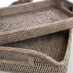 Roudham Trading Trays Grey Rattan Tray