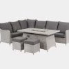 Pacific Drop Ship Garden Seating St Lucia Corner Set Grey - With Fire Pit