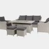 Pacific Drop Ship St Lucia Lounge Set Grey - With Fire Pit