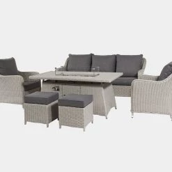 Pacific Drop Ship St Lucia Lounge Set Grey - With Fire Pit