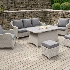 Pacific Drop Ship St Lucia Lounge Set Grey - With Fire Pit