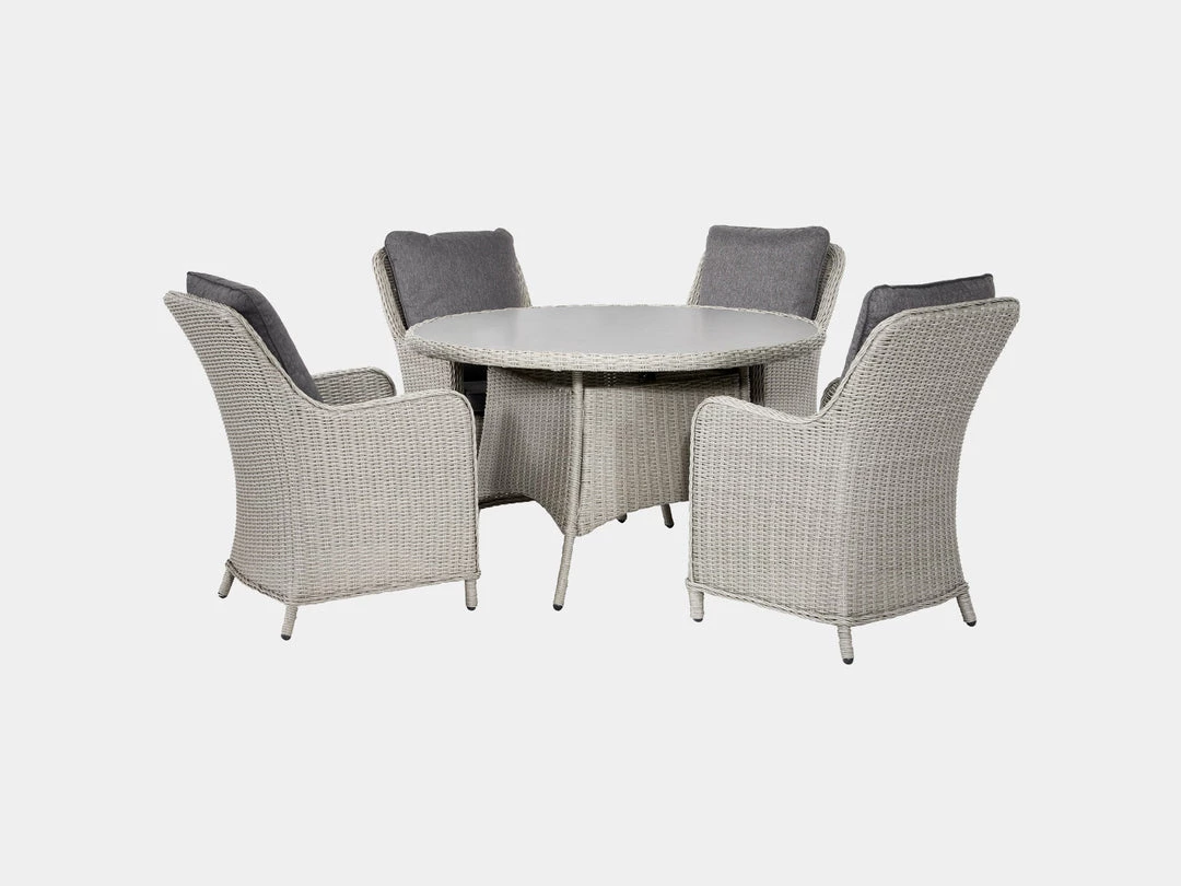 Pacific Drop Ship Garden Seating St Lucia 4 Seat Dinner Set Grey