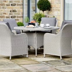 Pacific Drop Ship Garden Seating St Lucia 4 Seat Dinner Set Grey