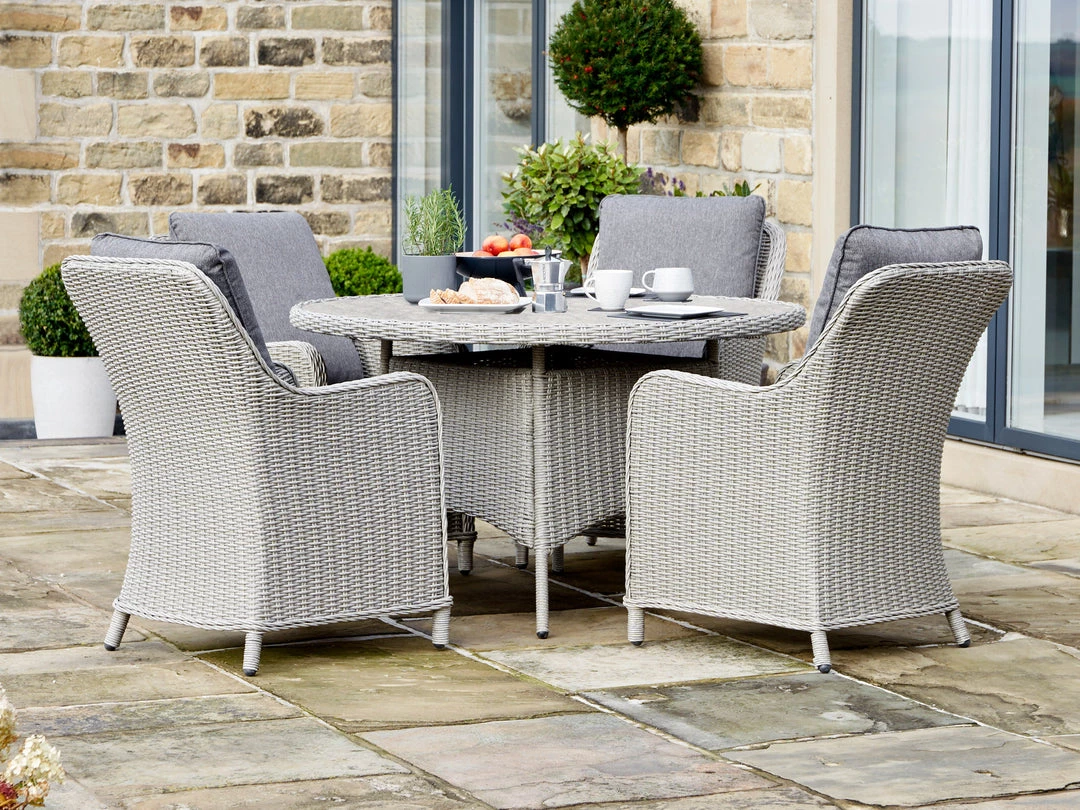 Pacific Drop Ship Garden Seating St Lucia 4 Seat Dinner Set Grey