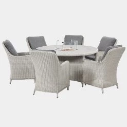 Pacific Drop Ship Garden Seating St Lucia 6 Seat Dinner Set - With Fire Pit