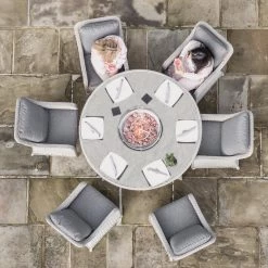 Pacific Drop Ship Garden Seating St Lucia 6 Seat Dinner Set - With Fire Pit