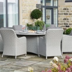 Pacific Drop Ship Garden Seating St Lucia 6 Seat Dinner Set - With Fire Pit