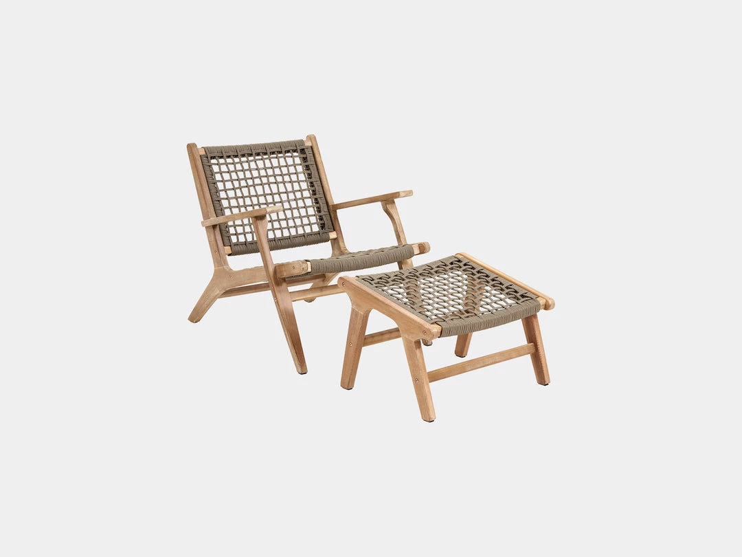 Pacific Drop Ship Garden Seating Siesta Lounge Chair & Hocker Set