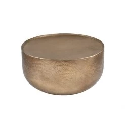 Pacific Drop Ship Coffee & Side Tables Mangli Hammered Metal Antique Brass Colour Table Small
