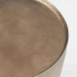 Pacific Drop Ship Coffee & Side Tables Mangli Hammered Metal Antique Brass Colour Table Small