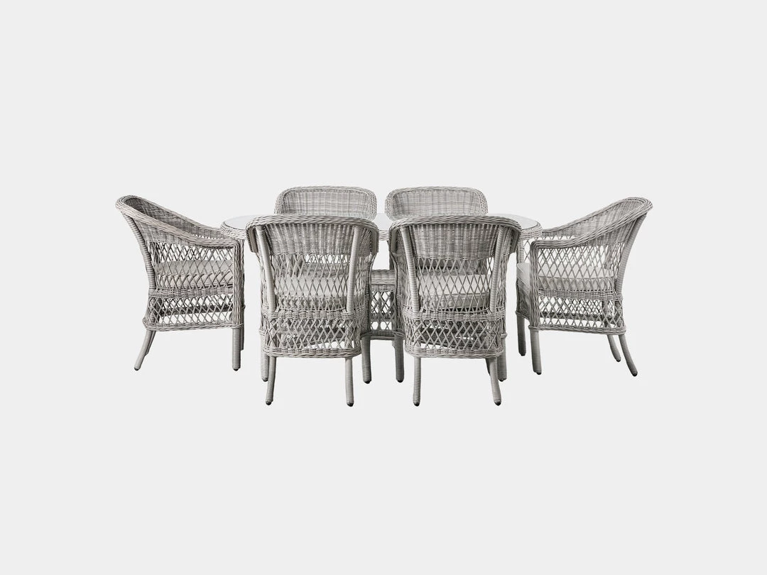 Gallery Direct Drop Ship Garden Seating Limoges 6 Seater Oval Dining Set Stone