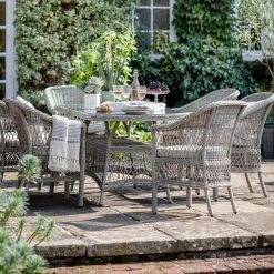 Gallery Direct Drop Ship Garden Seating Limoges 6 Seater Oval Dining Set Stone