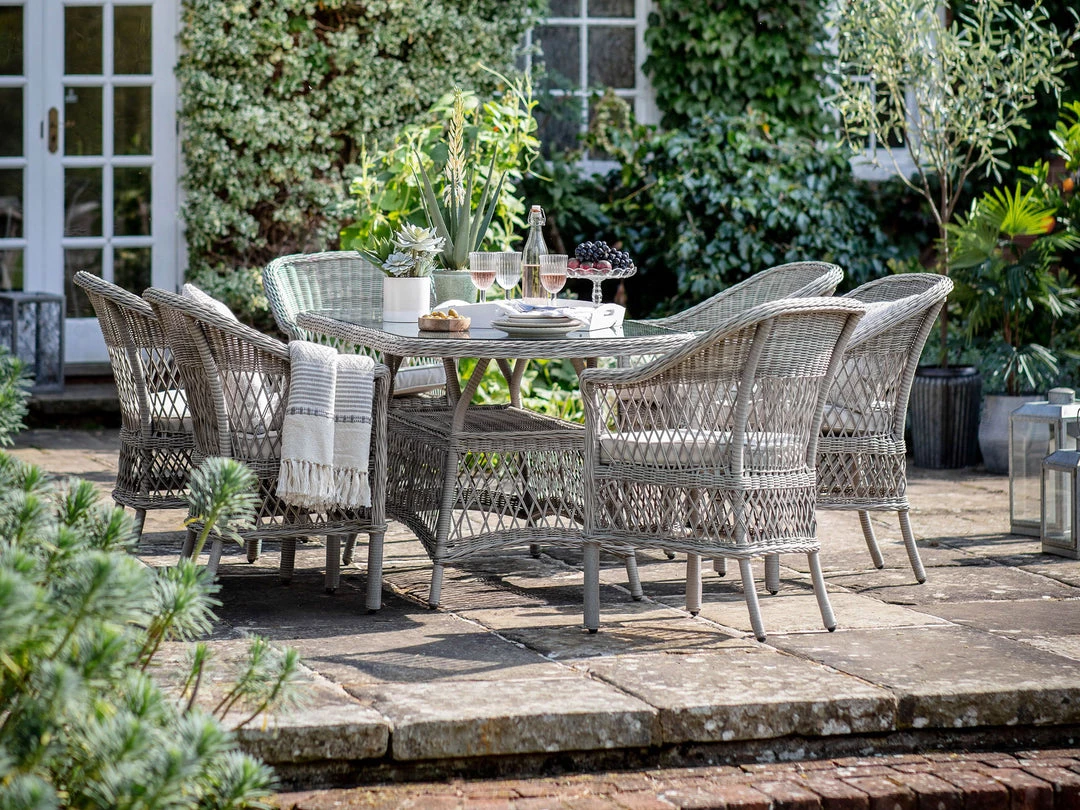 Gallery Direct Drop Ship Garden Seating Limoges 6 Seater Oval Dining Set Stone