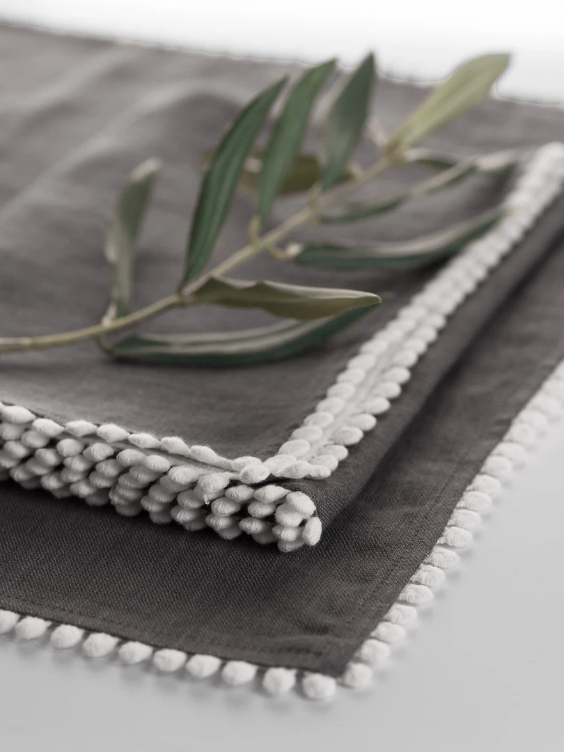 Magic Linen Sale Charcoal Grey Linen Bobble Napkins