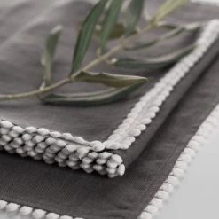 Magic Linen Charcoal Grey Linen Bobble Placemats