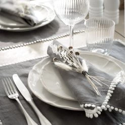 Magic Linen Charcoal Grey Linen Bobble Placemats