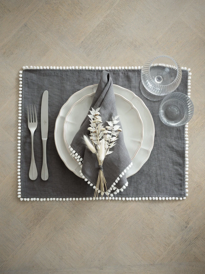 Magic Linen Sale Charcoal Grey Linen Bobble Napkins