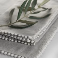 Magic Linen Sale Dove Grey Linen Bobble Placemats