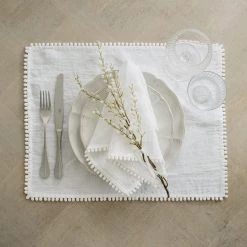 Magic Linen White Linen Bobble Placemats