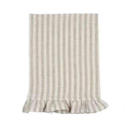 Magic Linen Ruffle Linen Tea Towel Natural Stripe Kitchen