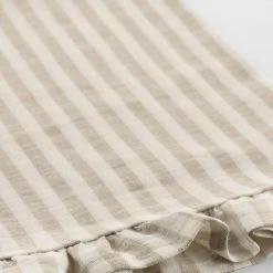 Magic Linen Ruffle Linen Tea Towel Natural Stripe Kitchen