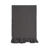Magic Linen Ruffle Linen Tea Towel Charcoal Grey Kitchen