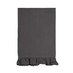 Magic Linen Ruffle Linen Tea Towel Charcoal Grey Kitchen