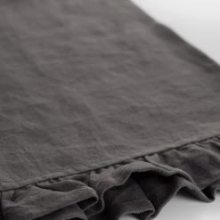 Magic Linen Ruffle Linen Tea Towel Charcoal Grey Kitchen