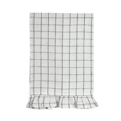 Magic Linen Ruffle Linen Tea Towel Charcoal Grid Kitchen