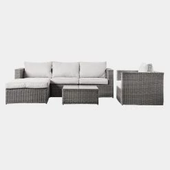 Gallery Direct Drop Ship Garden Seating Luca Garden Chaise Sofa And Chair Set - Grey