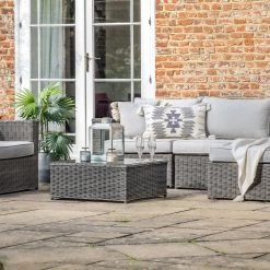 Gallery Direct Drop Ship Garden Seating Luca Garden Chaise Sofa And Chair Set - Grey