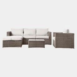 Gallery Direct Drop Ship Garden Seating Luca Garden Chaise Sofa And Chair Set - Natural