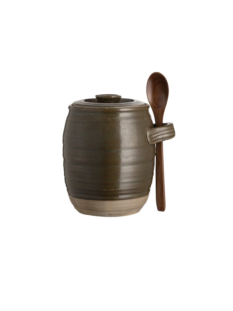 Bloomingville Moss Jar With Lid And Spoon Kitchen