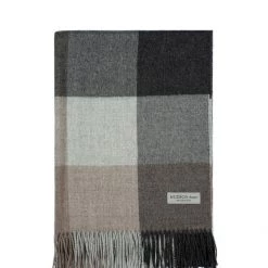 Abraham Moon Alpaca Check Natural & Grey Throw Sale