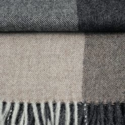 Abraham Moon Alpaca Check Natural & Grey Throw Sale