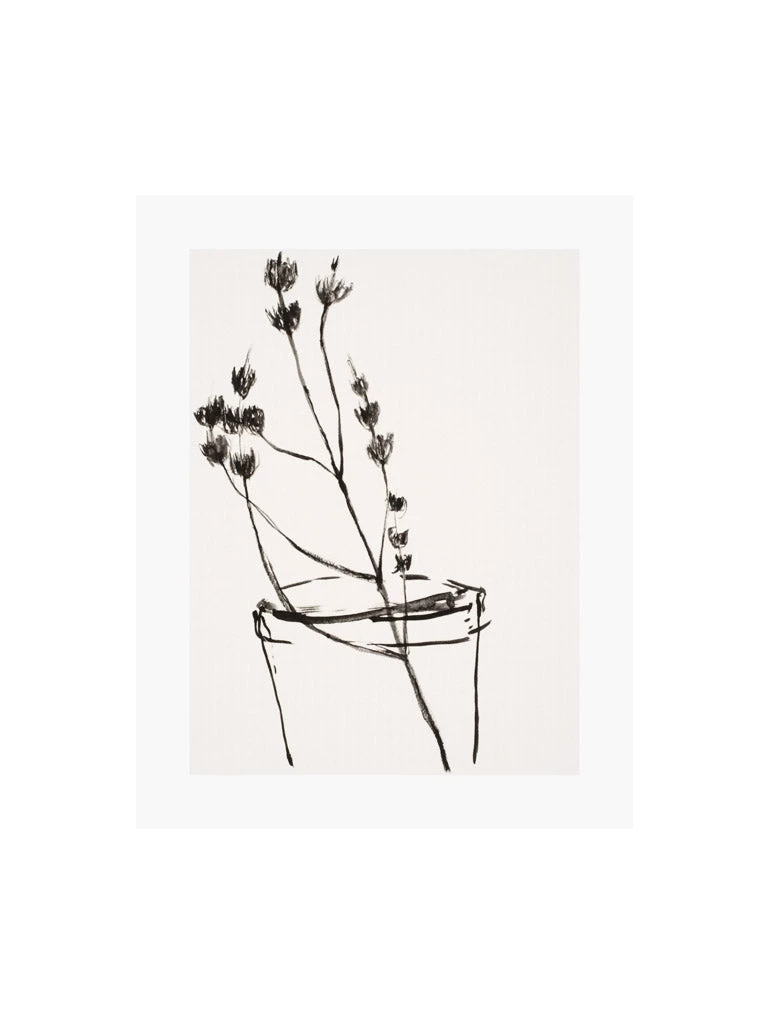 Zig Zag Art Naive Flower Sketch Art Print