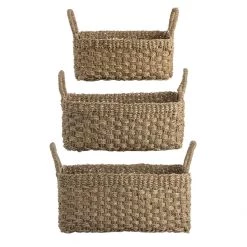 Pacific Drop Ship Natural Seagrass Oblong Baskets Set Of 3 Storage