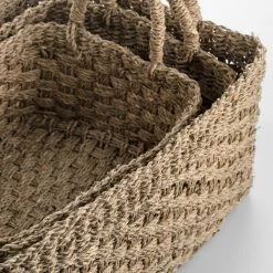Pacific Drop Ship Natural Seagrass Oblong Baskets Set Of 3 Storage